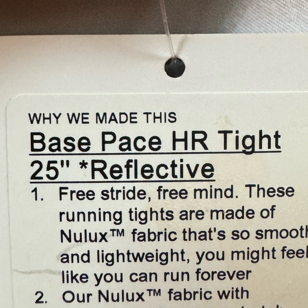 NWT Lululemon Base Pace HR Tight 25” - Picture 4 of 4